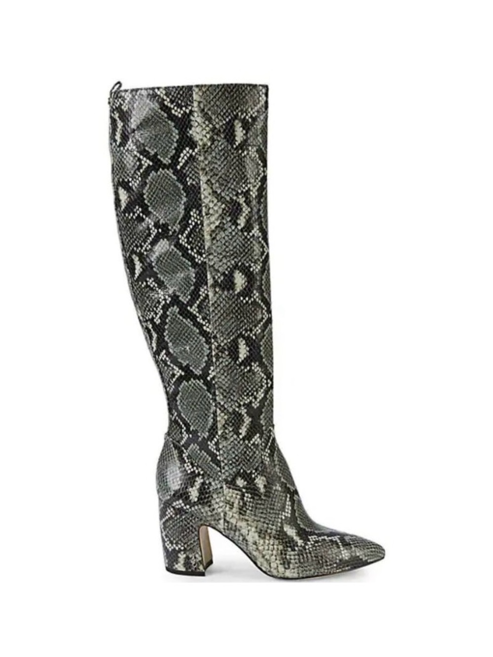 Sam Edelman Snake-Print Over-the-Knee Block Heel Boots - Gray Black